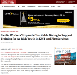 Pacific Workers’ Expands Charitable Giving to Support Training for At-Risk Youth in EMT and Fire Service Pacific Workers’ Expands Charitable Giving to Support Training for At-Risk Youth in EMT and Fire Service